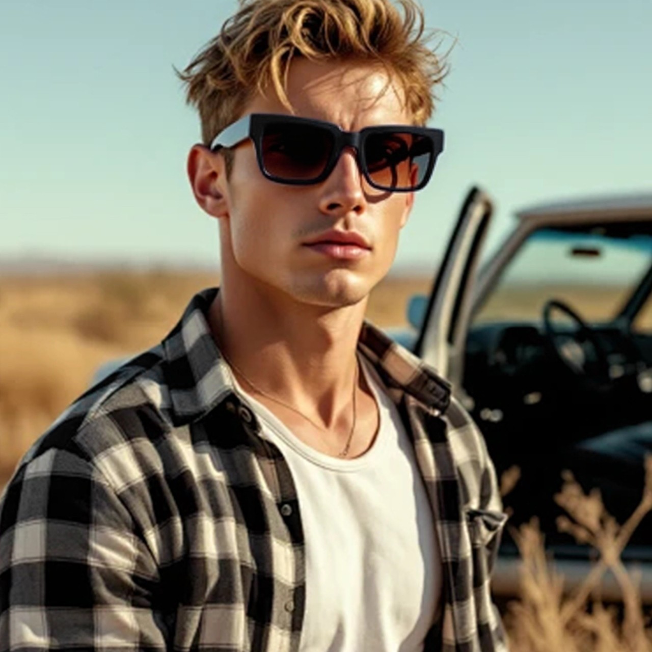 factory retro frame sunglasses