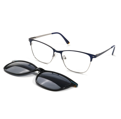 Men's Metal Optical Frame With Magnetic Clip On Glasses | OEM Square Frame Sunglasses Mens Manufacturer