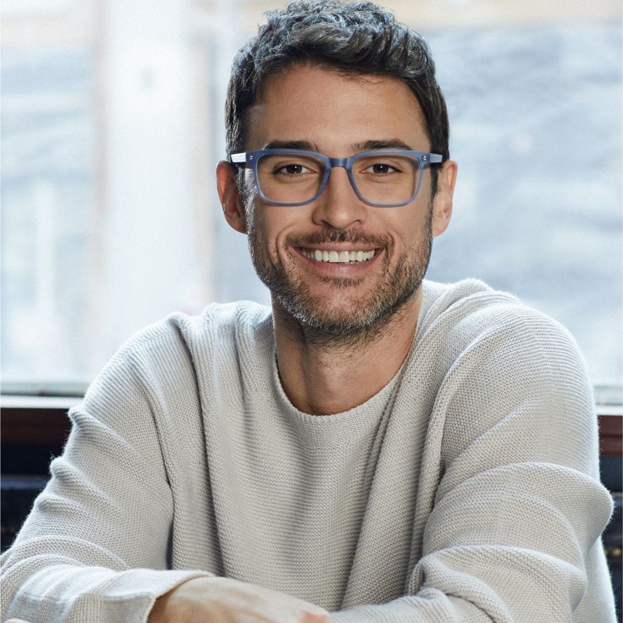 Custom eyeglass frames folded view showing hinge angle