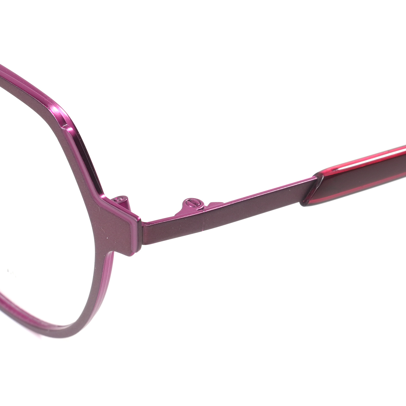Metal gold optical frame side view with the spring hinge temple