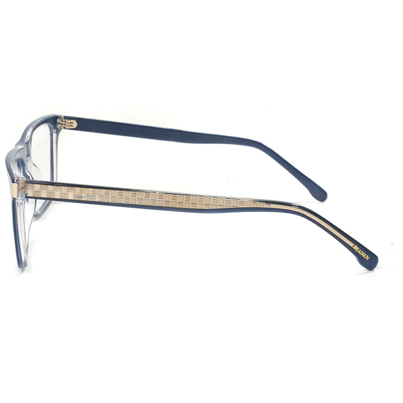 Custom frame development process — side view showing temple and hinge