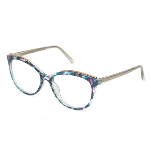 Readsun Vintage Fashion Custom High-quality Square Eyeglass Frames Wholesale CP Cat eye diamond  reading glasses  with pattern temple