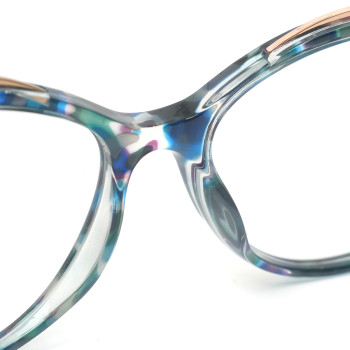 Readsun Vintage Fashion Custom High-quality Square Eyeglass Frames Wholesale CP Cat eye diamond  reading glasses  with pattern temple