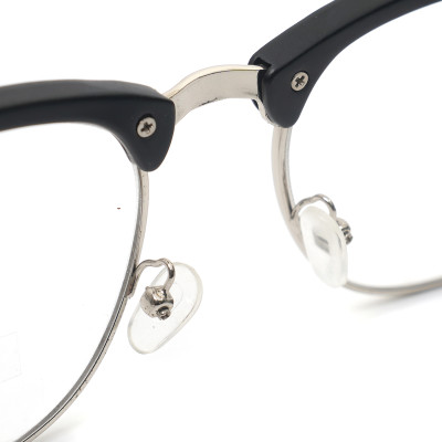 Readwun Unisex Half-Frame Black Stainless Steel Reading Glasses Square Shape with Wood Pattern Temples