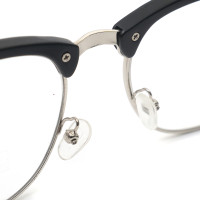 Readwun Unisex Half-Frame Black Stainless Steel Reading Glasses Square Shape with Wood Pattern Temples