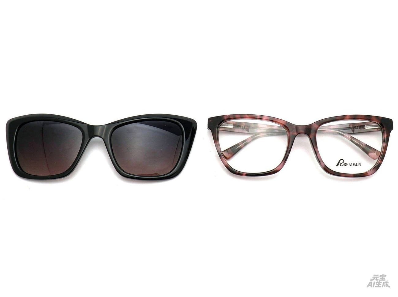Acetate frame with matching dark sun clip