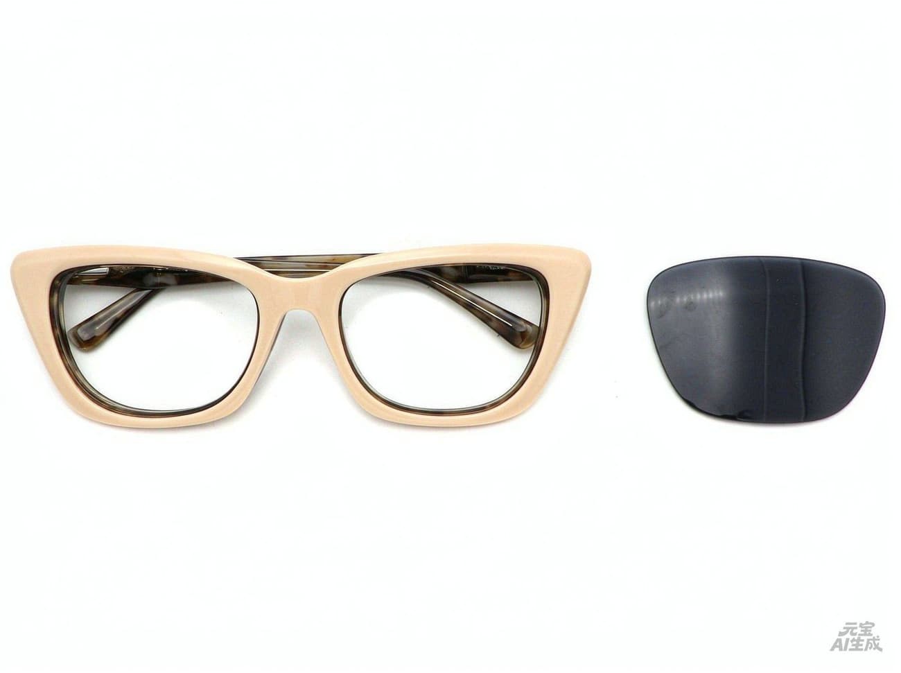 Beige acetate frame and matching sun clip