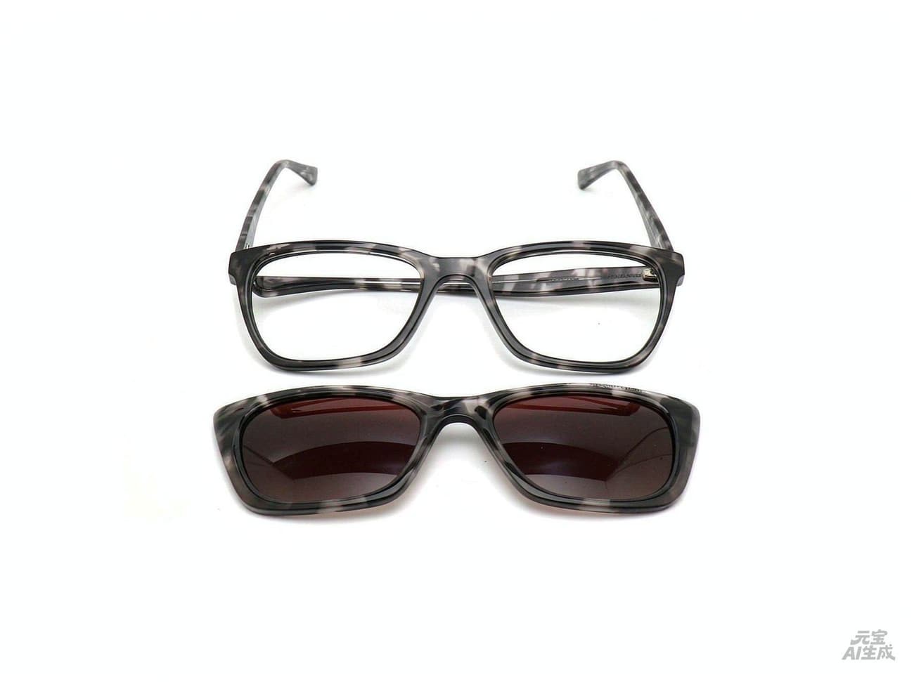 Dark acetate optical frame with removable clip