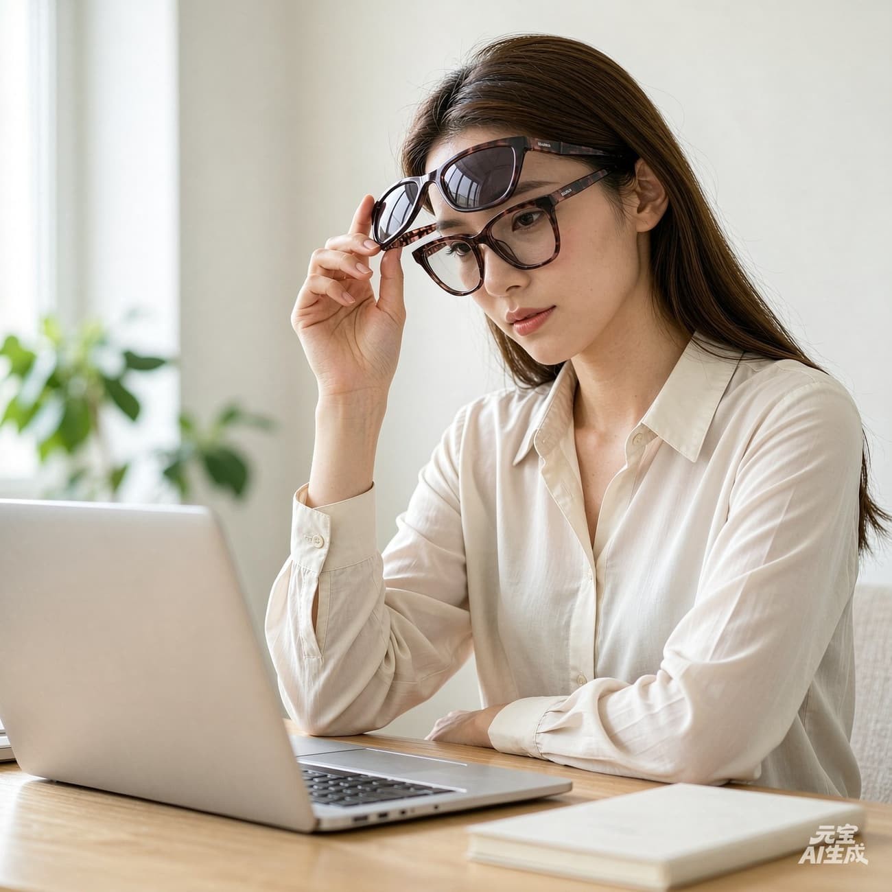 Woman removing the magnetic clip indoors