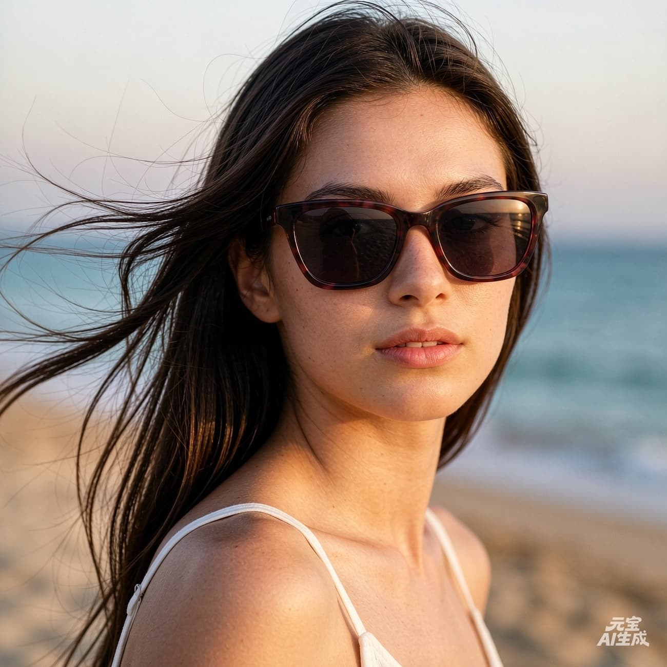 Woman wearing clip-on eyewear while travelling