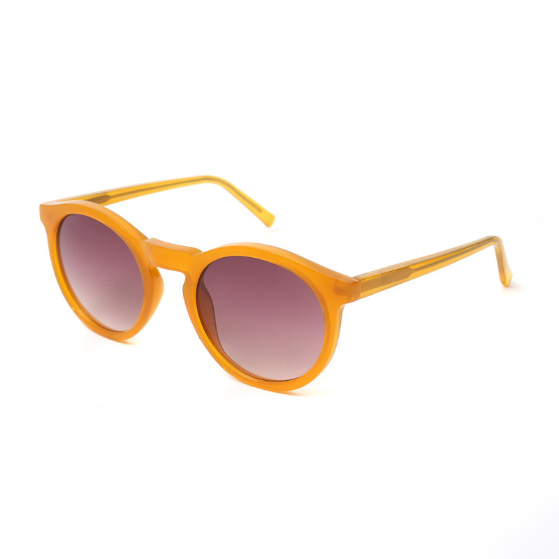 Fashion Wholesale High Quality Unisex Round Acetate Sunglasses Eyewear with Patterned Metal Pin