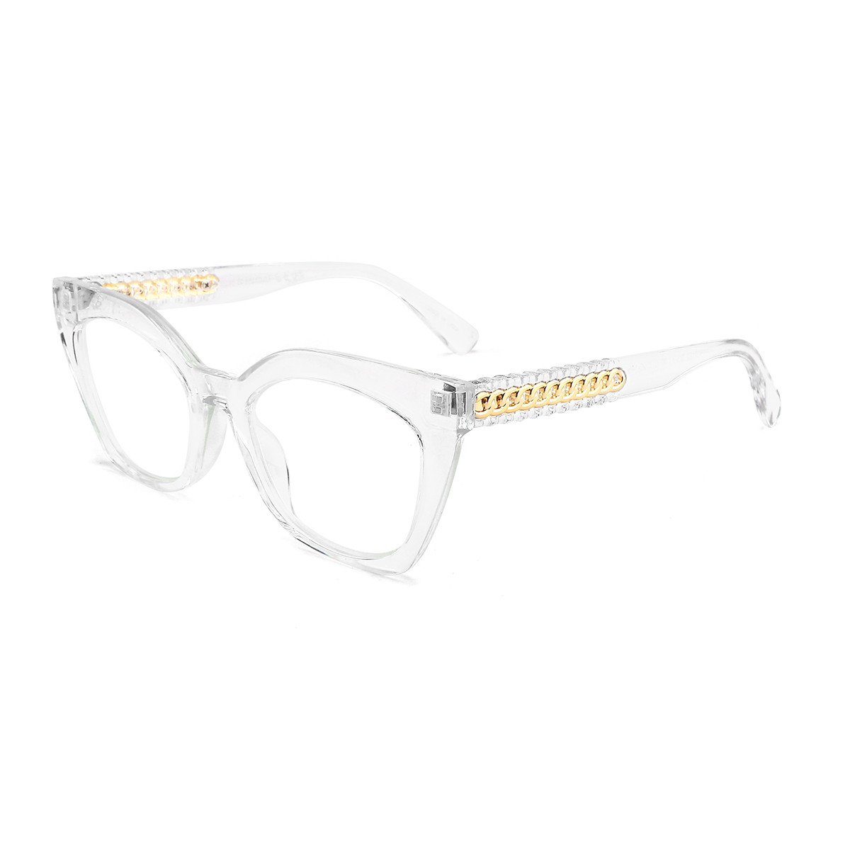 RP507185 new arrival cat eye thick plastic reading glasses with pattern temple worn by a woman