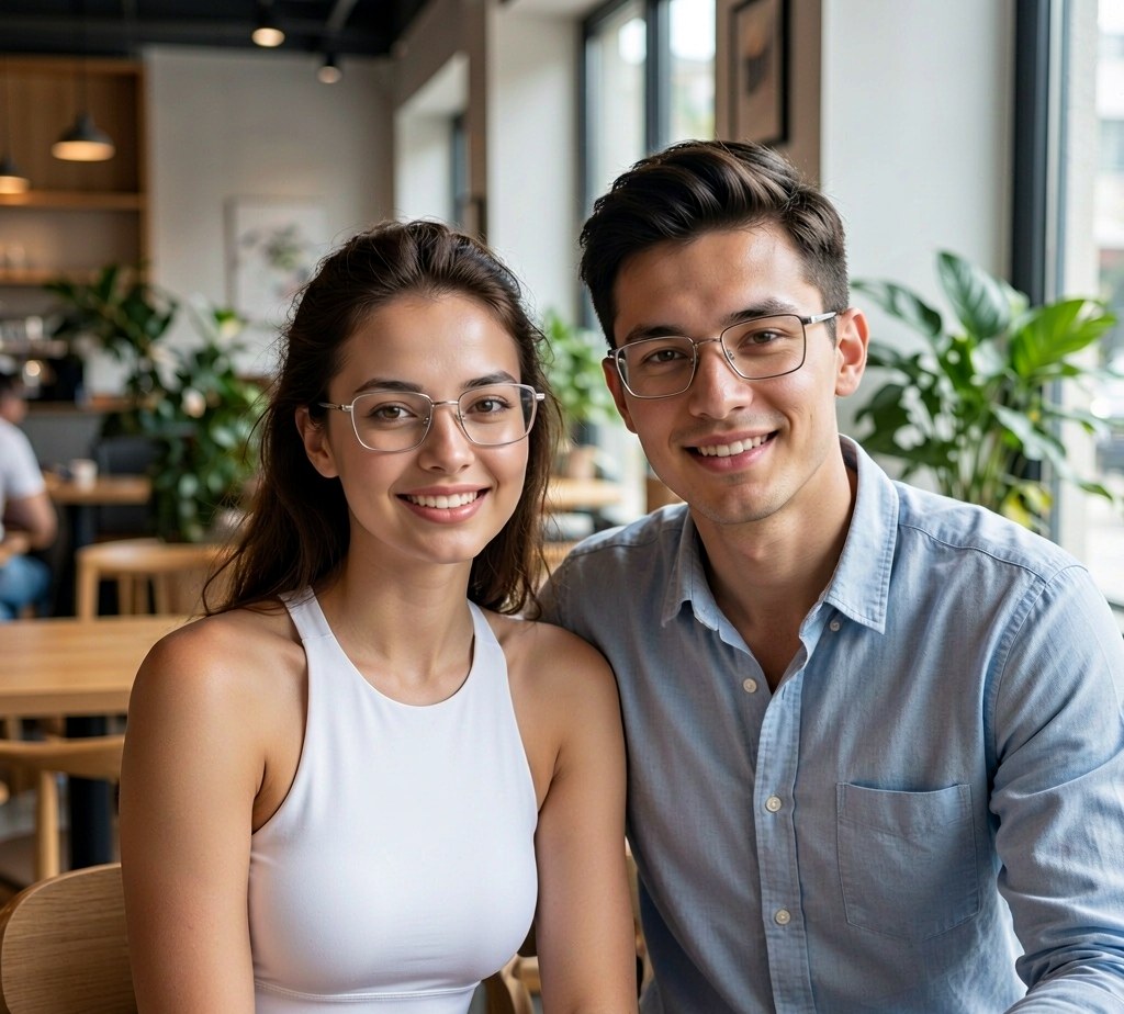 People wearing clear-lens frames