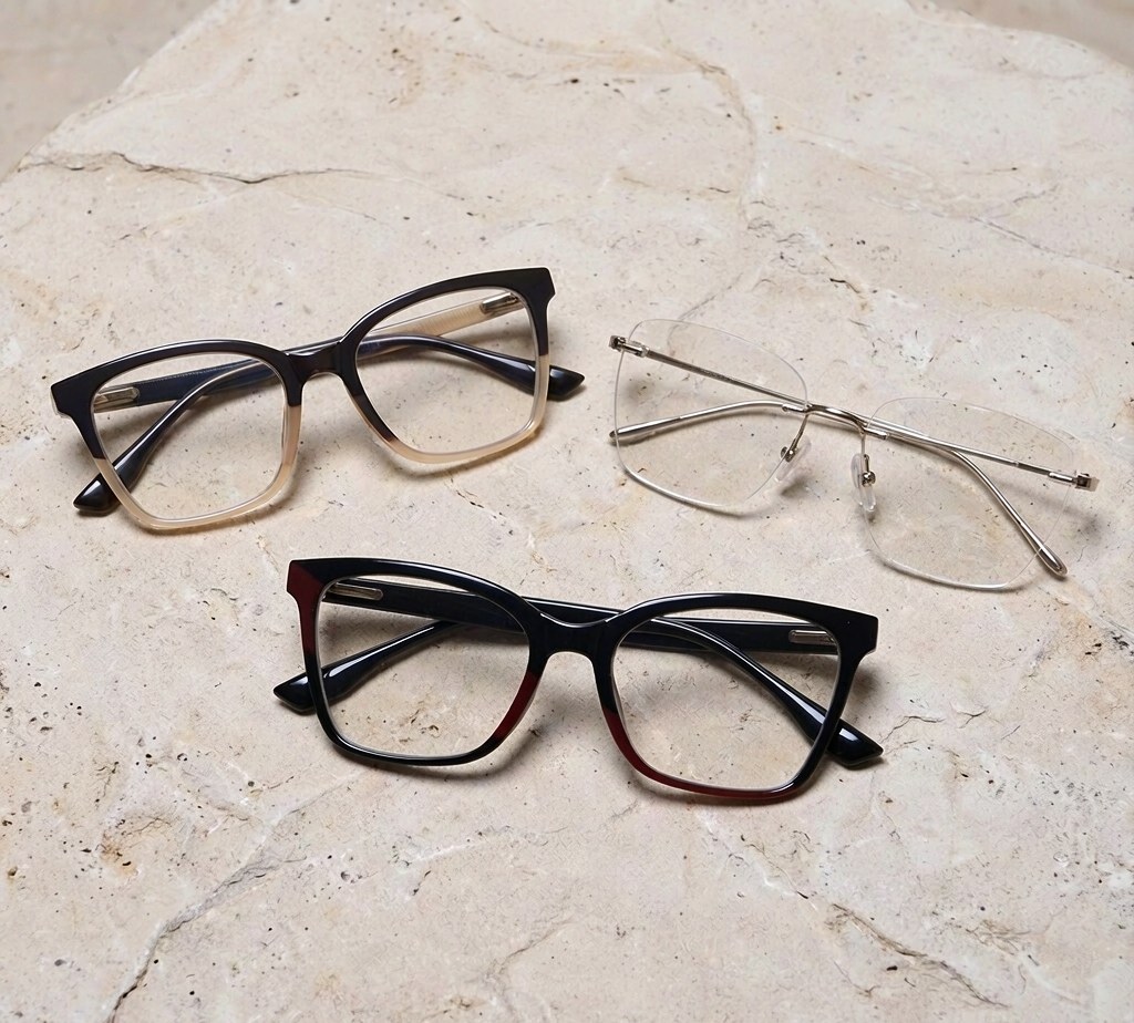 Full-rim, semi-rimless and rimless frames