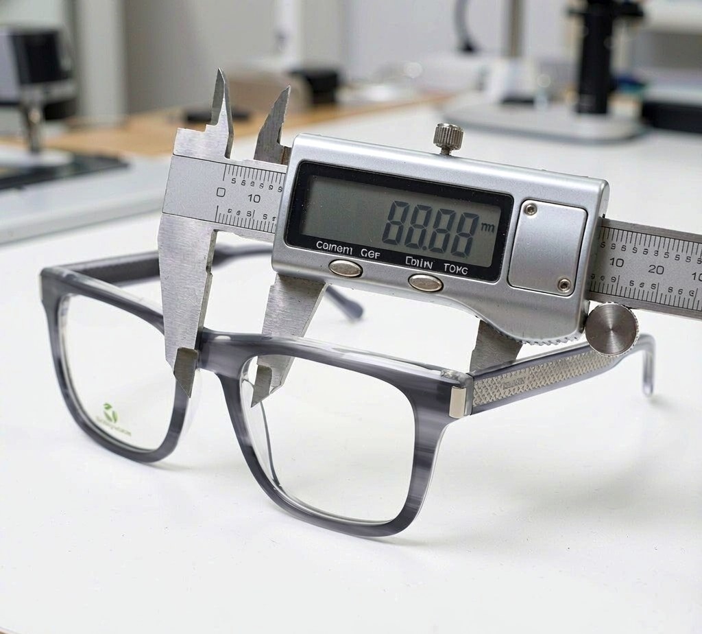 Caliper measuring a frame dimension