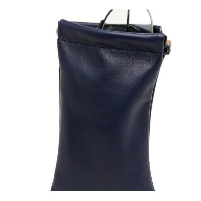 Leather Eyeglasses Pouch PU Soft Sunglasses Pouch Squeeze Top Portable Glasses Case Custom Logo