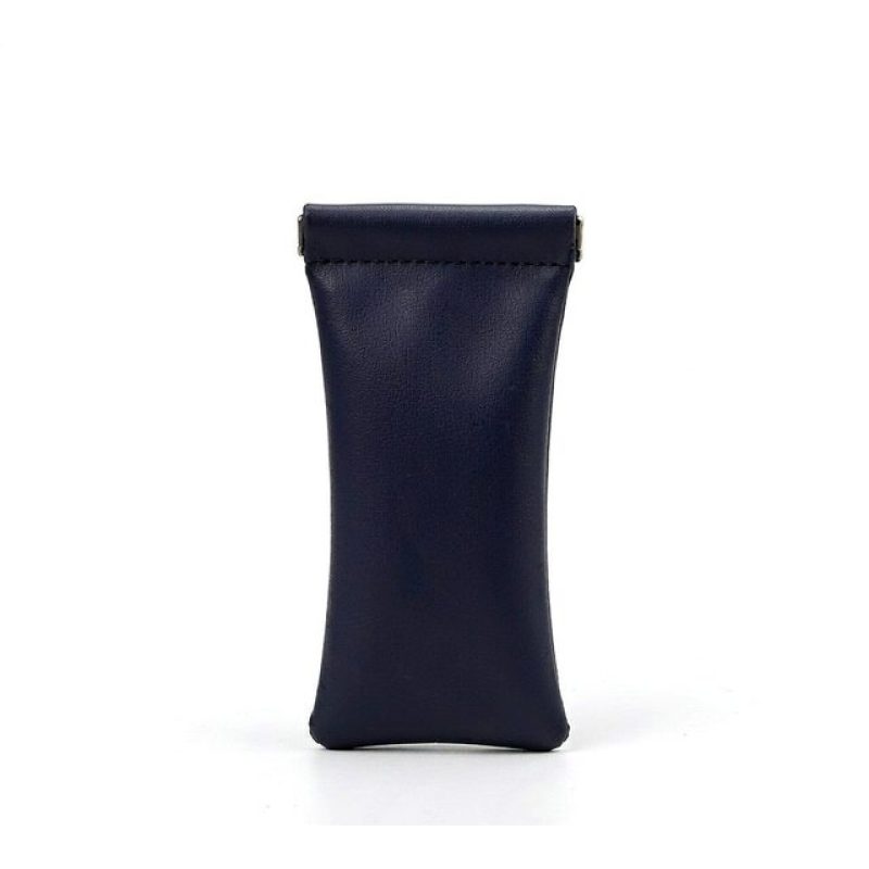 Leather Eyeglasses Pouch PU Soft Sunglasses Pouch Squeeze Top Portable Glasses Case Custom Logo