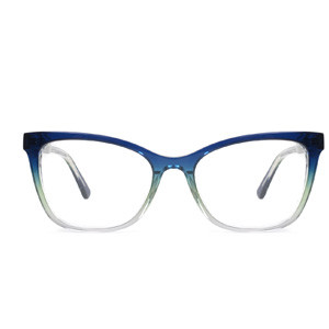 Transparent blue gradient acetate cat-eye optical frame from the ready-goods colour card