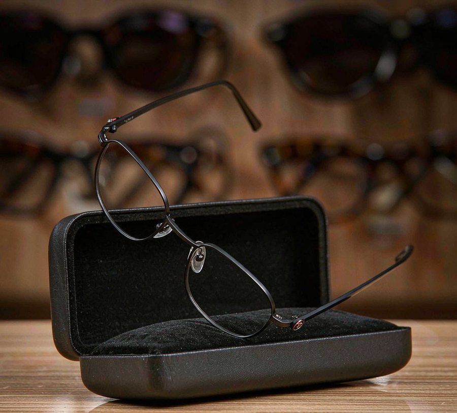 Custom eyeglasses case lifestyle with glasses