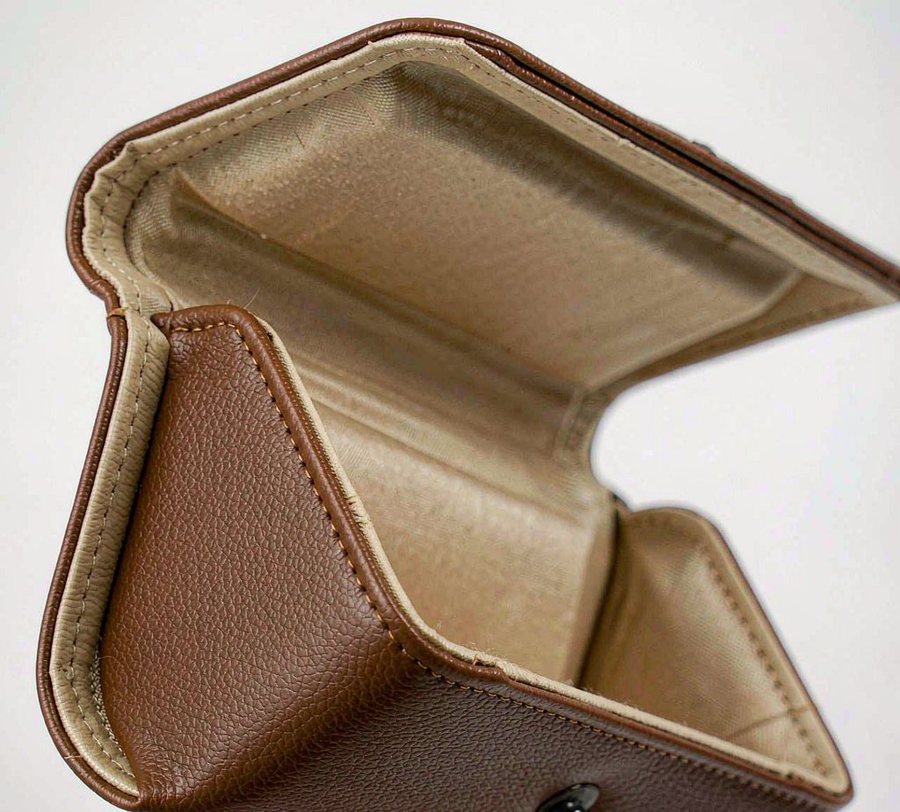 PU leather hardshell eyeglasses case front view