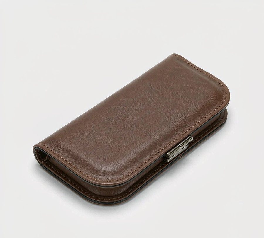 PU leather eyeglasses case open detail