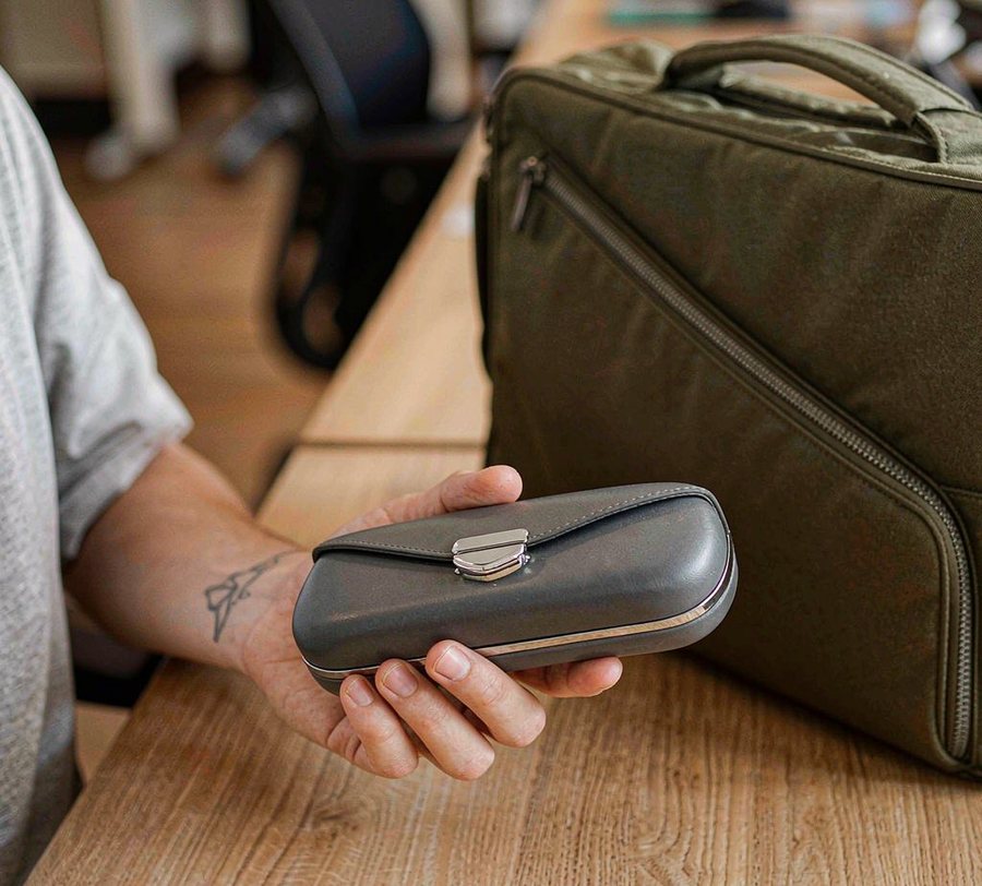Lightweight eyeglasses case lifestyle