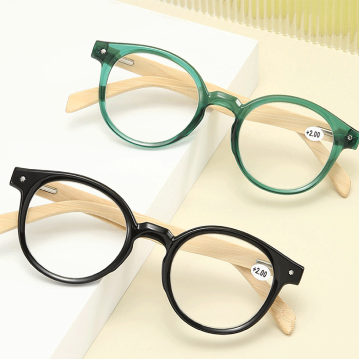 New natural bamboo legs anti-blue light easy carrying spring hing reading glasses