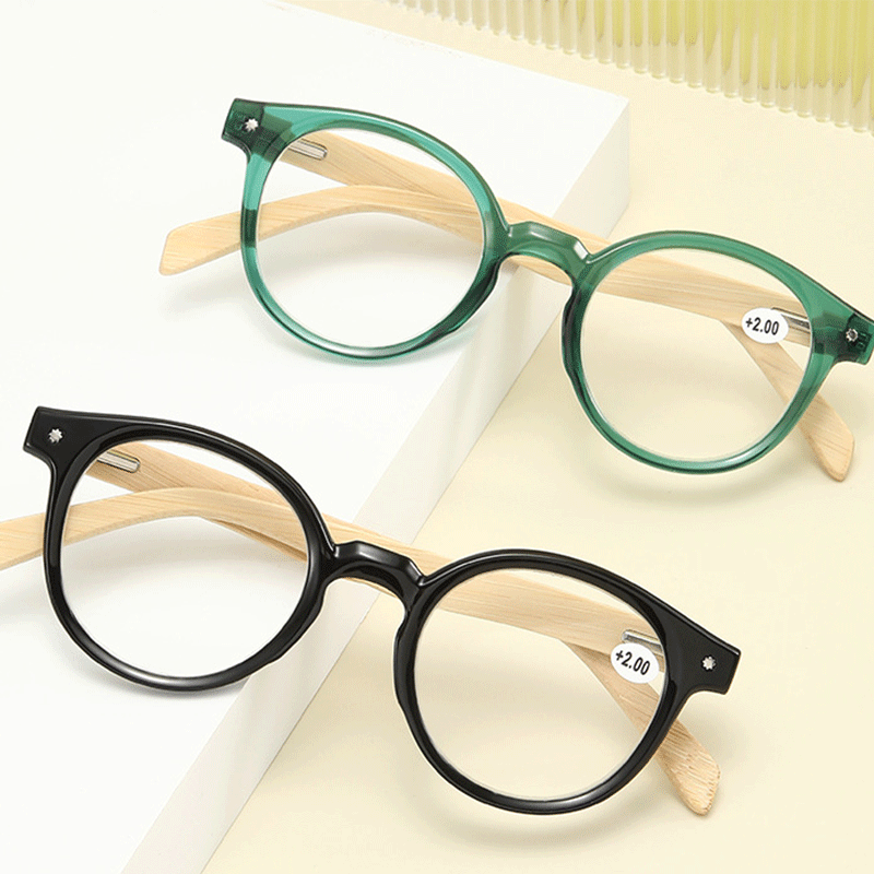 New natural bamboo legs anti-blue light easy carrying spring hing reading glasses