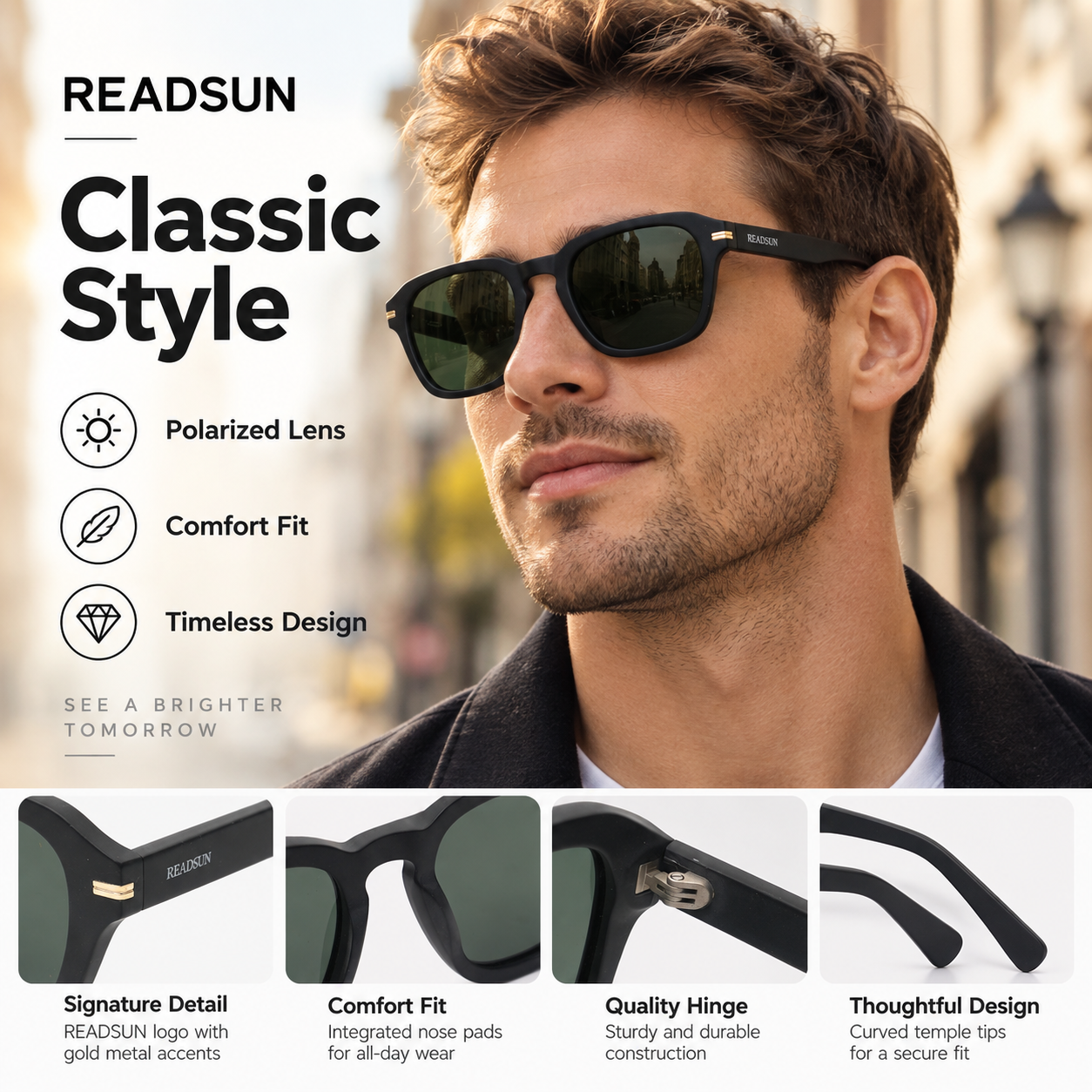 25C267A bold geometric acetate polarized sunglasses main view