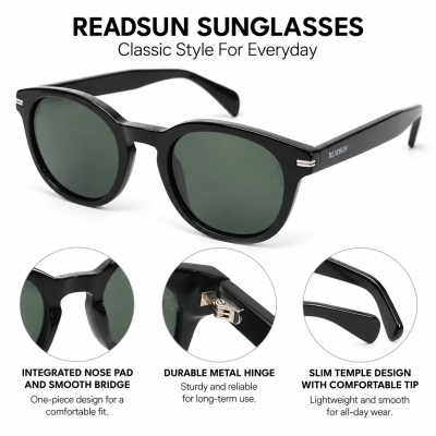 manufacturer Wholesale new trend Classic Boston UV400 Metal Accent Vintage Round Polarized Sunglasses