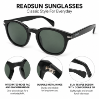 manufacturer Wholesale new trend Classic Boston UV400 Metal Accent Vintage Round Polarized Sunglasses