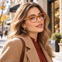 New Arrival Cat Eye Reading Glasses Thick Plastic Pattern Temple for Global Market