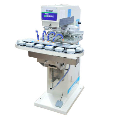 4 Colors Pad Printer Tampon Printing Machine With Conveyor For Kid's Toy Printing