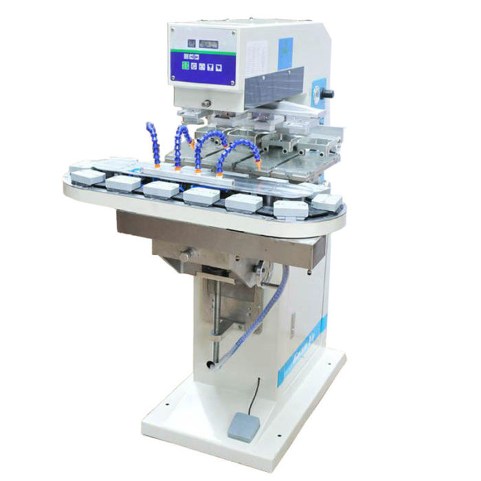 4 Colors Pad Printer Tampon Printing Machine With Conveyor For Kid's Toy Printing