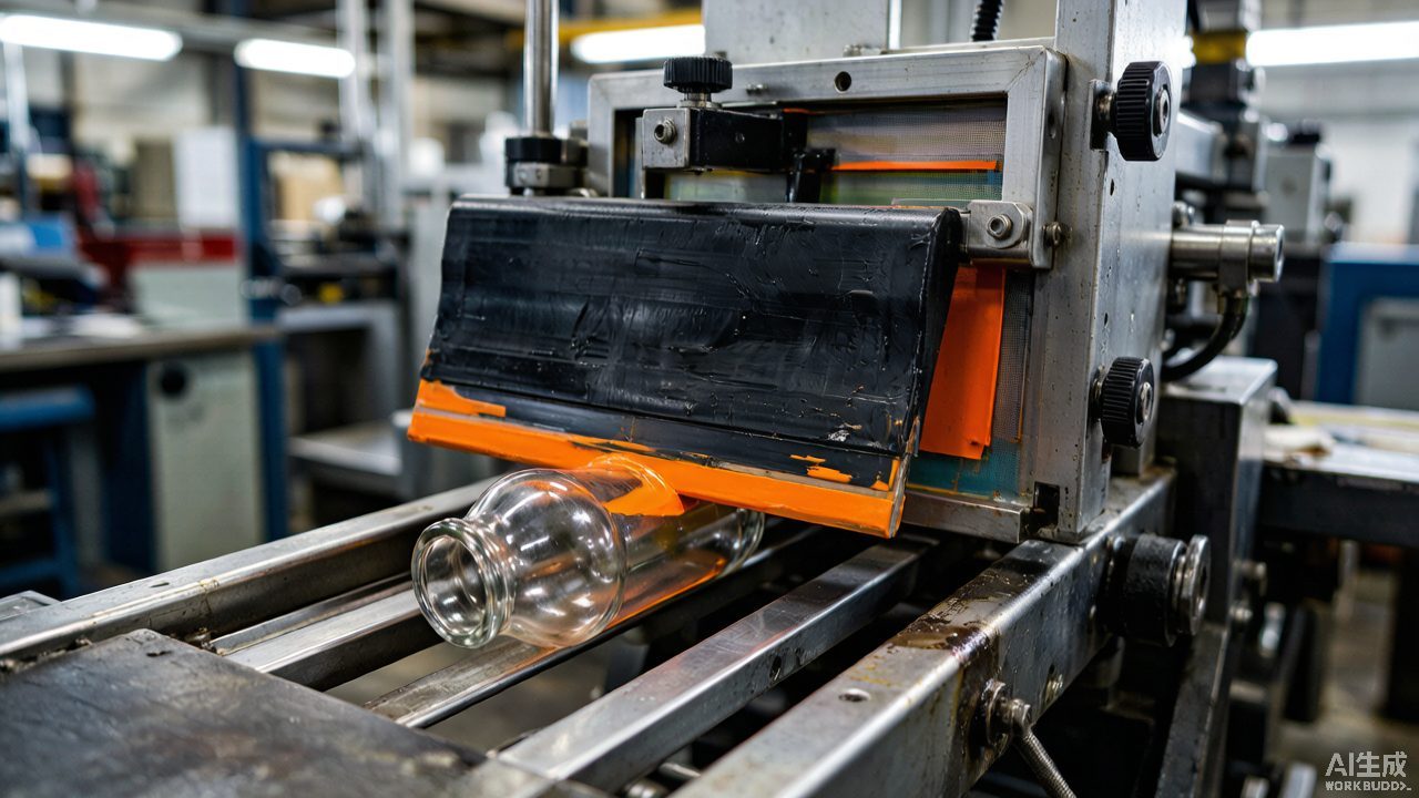 glass bottle screen printing machine in operation