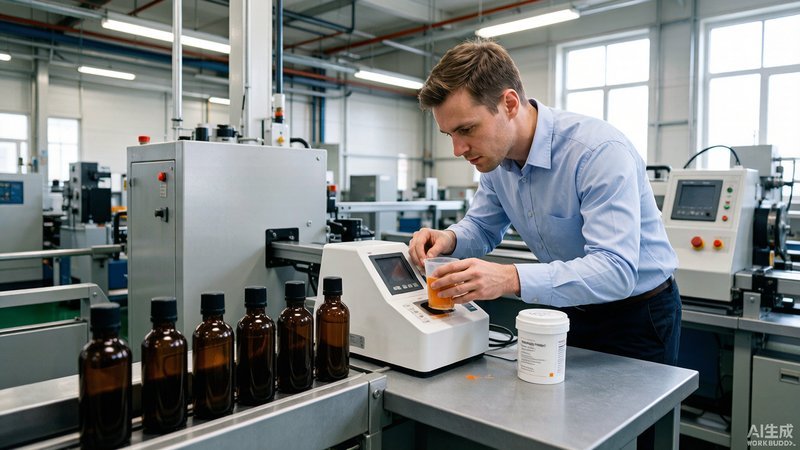Technician matching and mixing bottle printing ink color with a spectrometer
