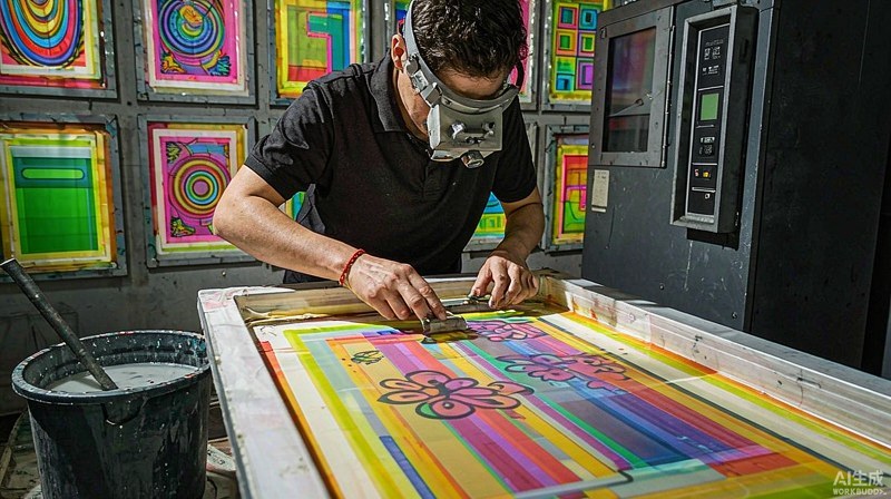 Technician inspecting and cleaning a screen mesh during quality control