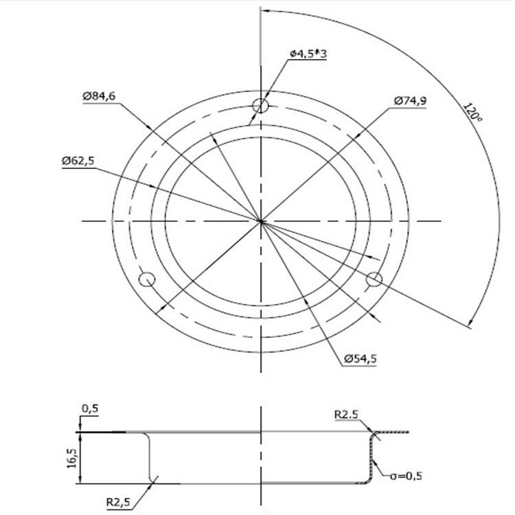 Back connection with rear flange