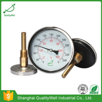 Back connection hot water bimetal thermometer HC series
