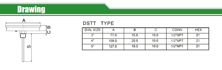 Back connection solar digital thermometer DSTT series