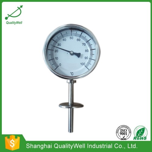 bottom connection bimetal thermometer T series T400CF Flange mounted bimetal thermometer