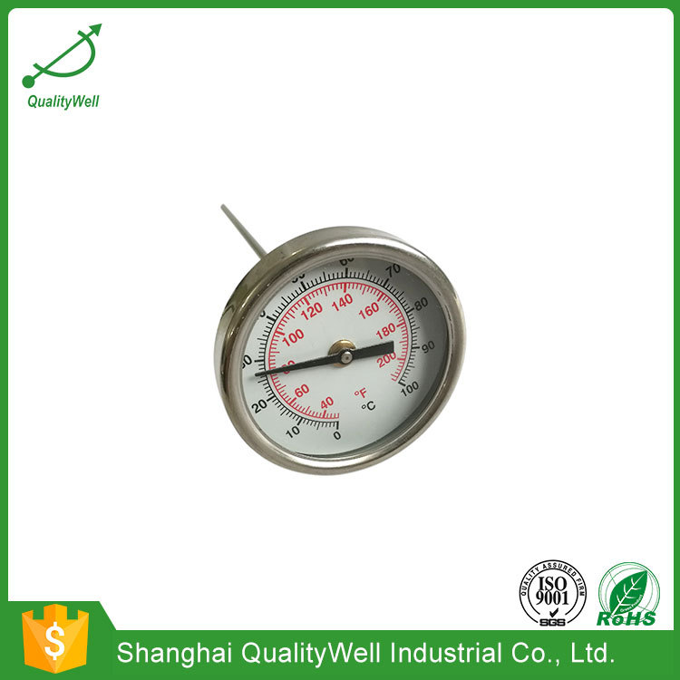 50mm diameter pocket bimetal thermometer with thread