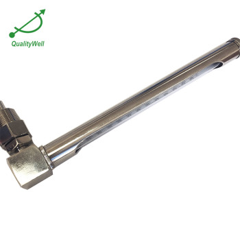 Glass thermometer with metal sleeve