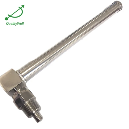 Glass thermometer with metal sleeve