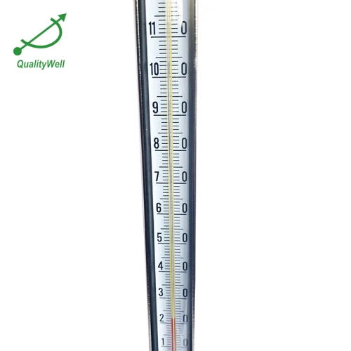 Glass thermometer with metal sleeve