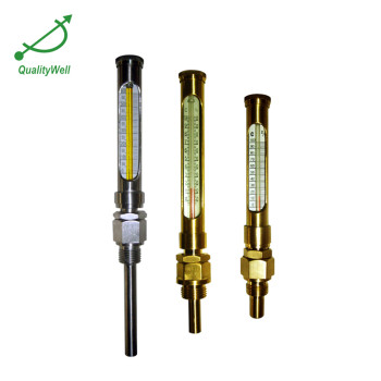 Round glass thermometer with protective case RGT