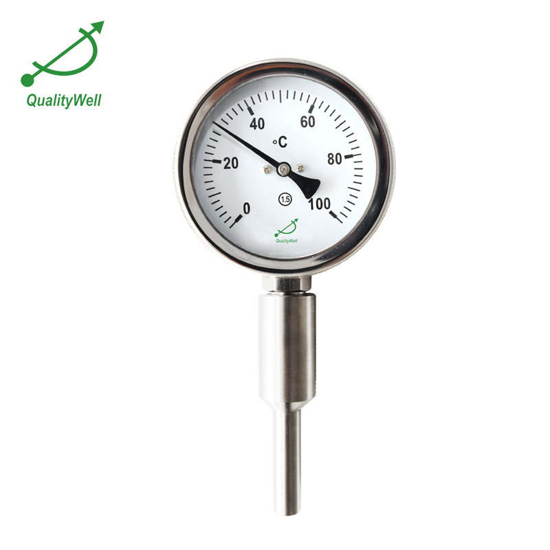 Mechanical engineering bimetal thermometer with customized  thermowell I400E-TW