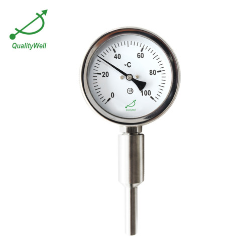 Mechanical engineering bimetal thermometer with customized  thermowell