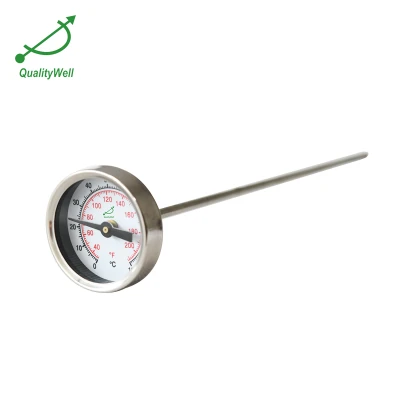 50mm diameter pocket bimetal thermometer with thread