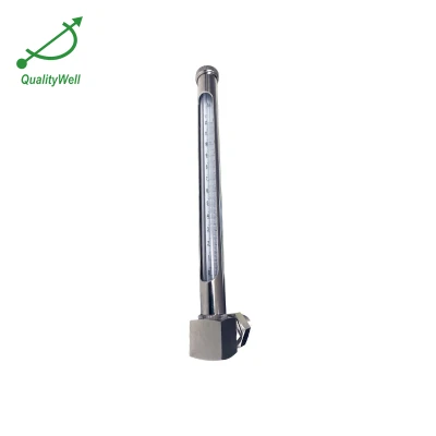 Glass thermometer with metal sleeve